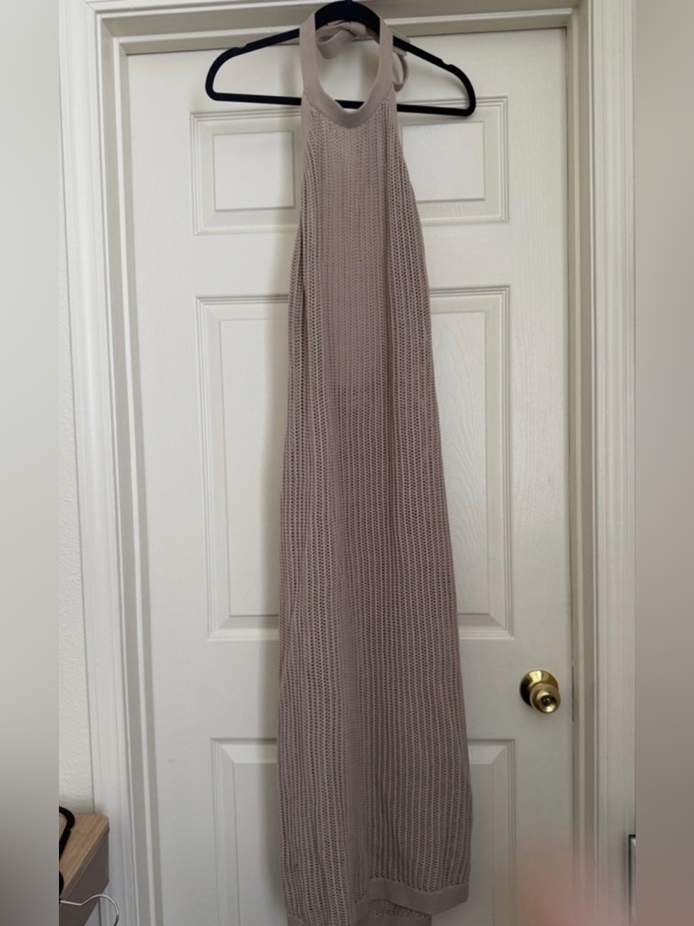 Summersalt Knit Halter Maxi Dress in Taupe